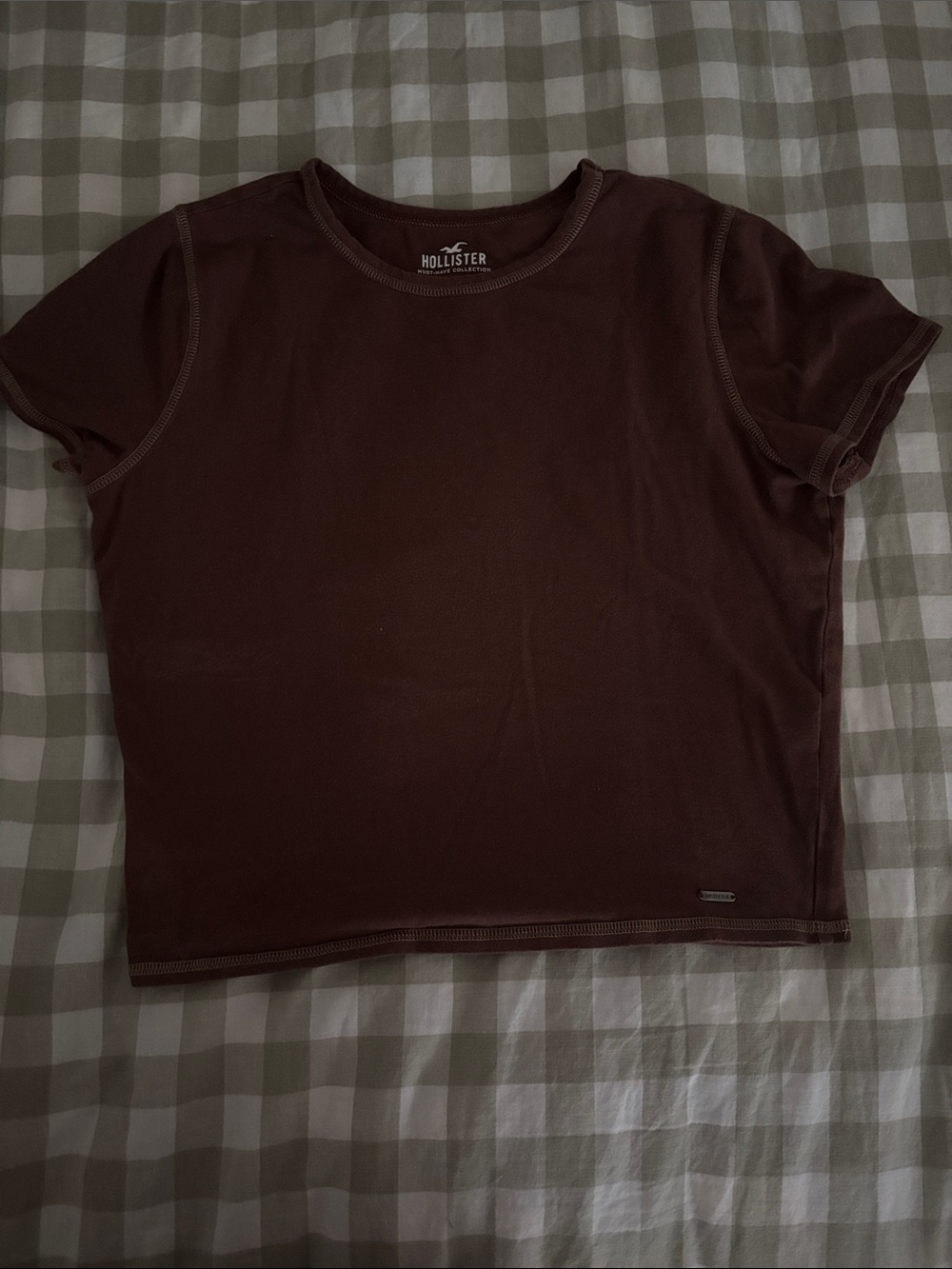 Hollister Women's Short Sleeve Baby Tee - Chocolate Brown